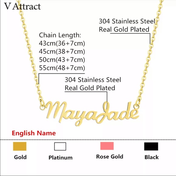 Custom Personalized Name Necklace Rose Gold Silver - Picture 13 of 13